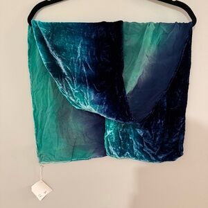 Teal and Blue Crushed Velvet Scarf